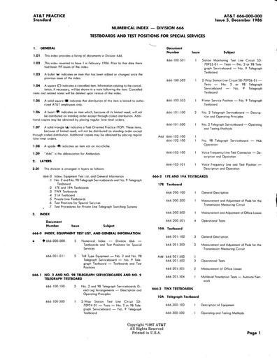666-000-000 i5 Dec86 - Index - Testboards and Test Positions for Special Services