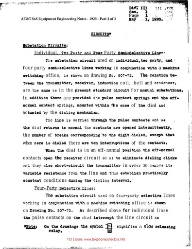 1925 - AT&T SxS Equipment Engineering Notes - Part 2 of 3