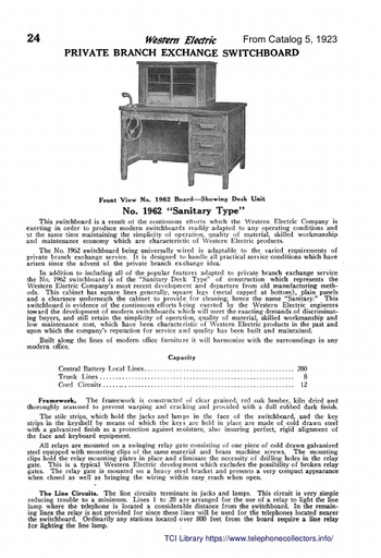 1923 WE Catalog 5 - PBX Cord Switchboards (Extract)