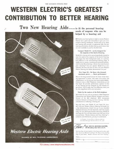 1947 Ad Western, Electric Greatest Contribution to Better Hearing