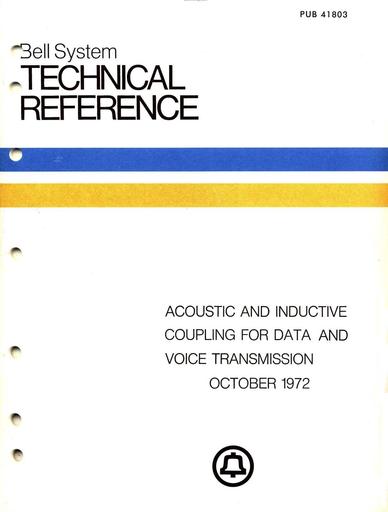 72 - Bell PUB 41803 Oct72 - Acoustic and Inductive Coupling