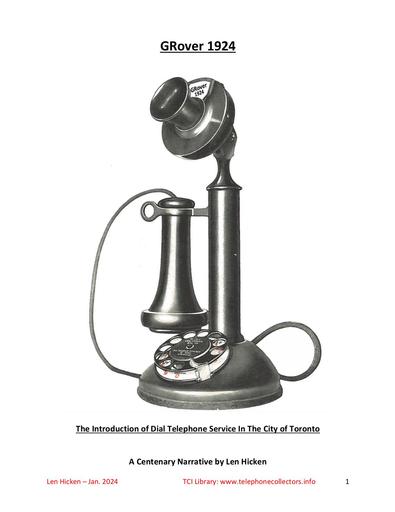 Grover 1924 Dial Service in Toronto Hicken tci ocr