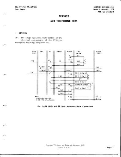 502-580-455 i1 Jan70 - 570-type Telephone Sets Service