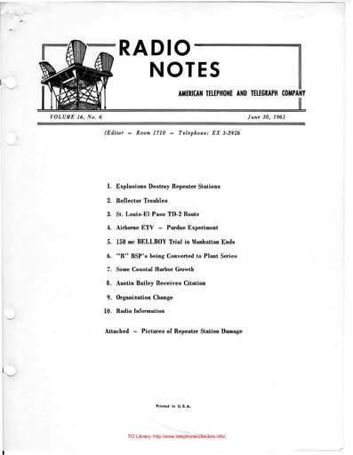 ATT Radio Notes 1961 06 Jun 30