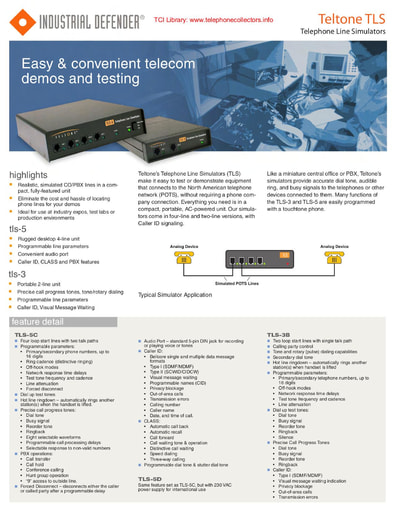 Teltone TLS Datasheet Jun08 - Telephone Line Simulators