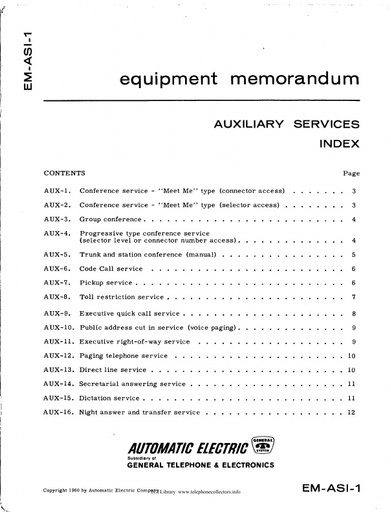 AE EM-ASI-1 i1 1960 - P-A-X Auxiliary Services Index