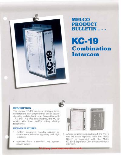 Melco KC-19 product bulletin 1979