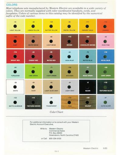 Western Electric Telephone Set Color Code Chart Jun83 TCI Library