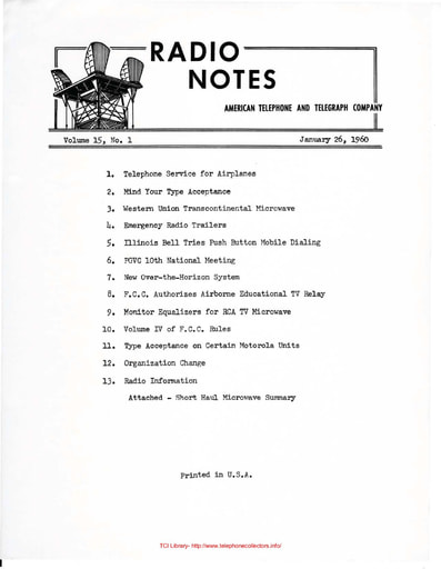 ATT Radio Notes 1960 01 Jan 26