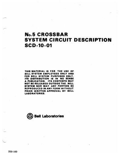 No 5 Crossbar System Circuit Description - SCD-10-01 [LARGE FILE]