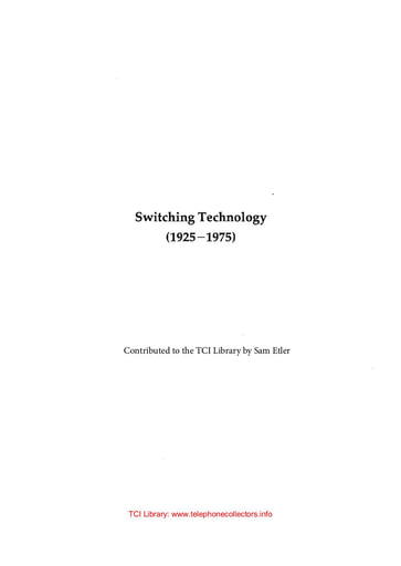 BTL History 3: Switching Technology - 1982
